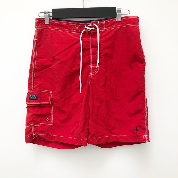Polo by Ralph Lauren red and white swim shorts. - Picture 3 of 8